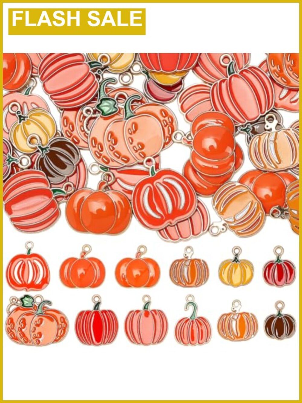 SUNNYCLUE 48Pc Enamel Pumpkin Charms Fall Thanksgiving Jewelry Making DIY Craft